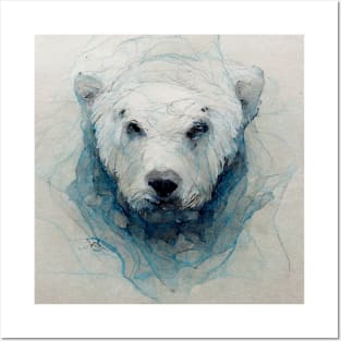 Majestic Polar Bear face in the Artic Cold. Posters and Art